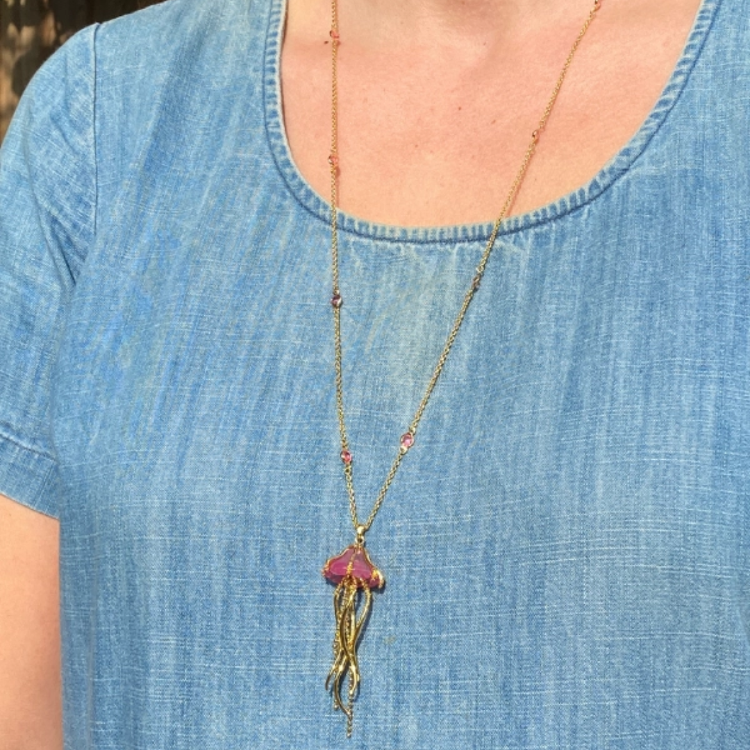Pink Jellyfish Necklace