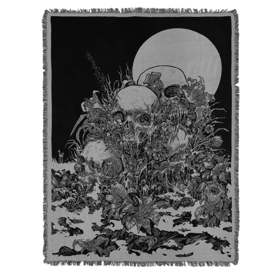 Floral Skull Tapestry