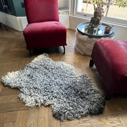 Gotland Sheepskin Grey Rug - Floral Fawna