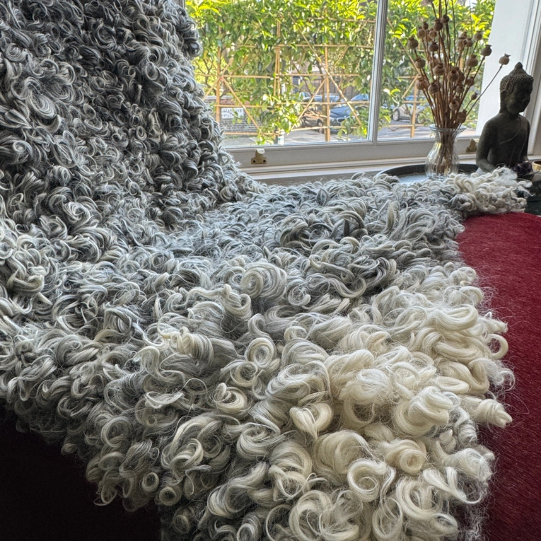 Gotland Sheepskin Grey Rug - Floral Fawna