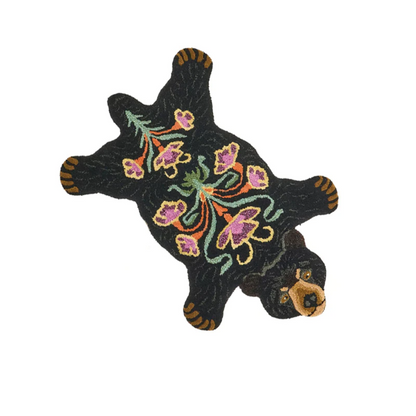 Floral Black Bear Rug - Floral Fawna