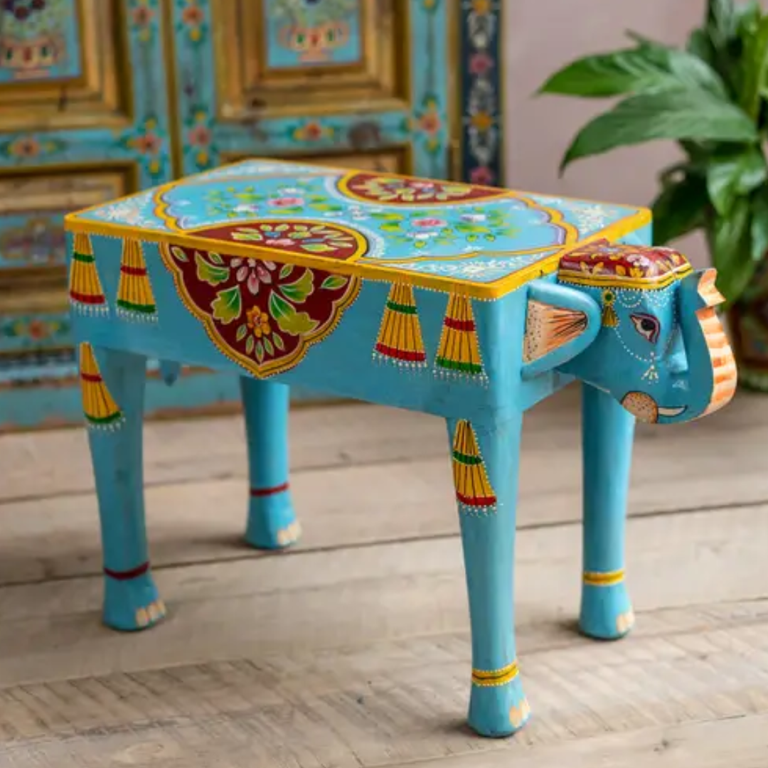 Hand Painted Gaja Table - Floral Fawna