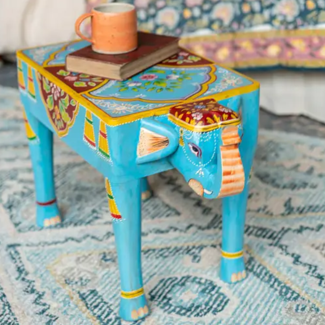 Hand Painted Gaja Table - Floral Fawna