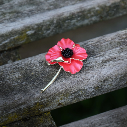 Poppy Red Flower Brooch