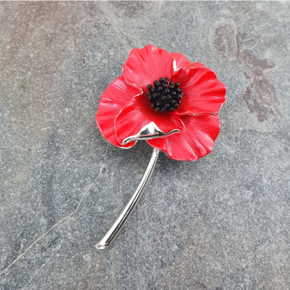 Poppy Red Flower Brooch