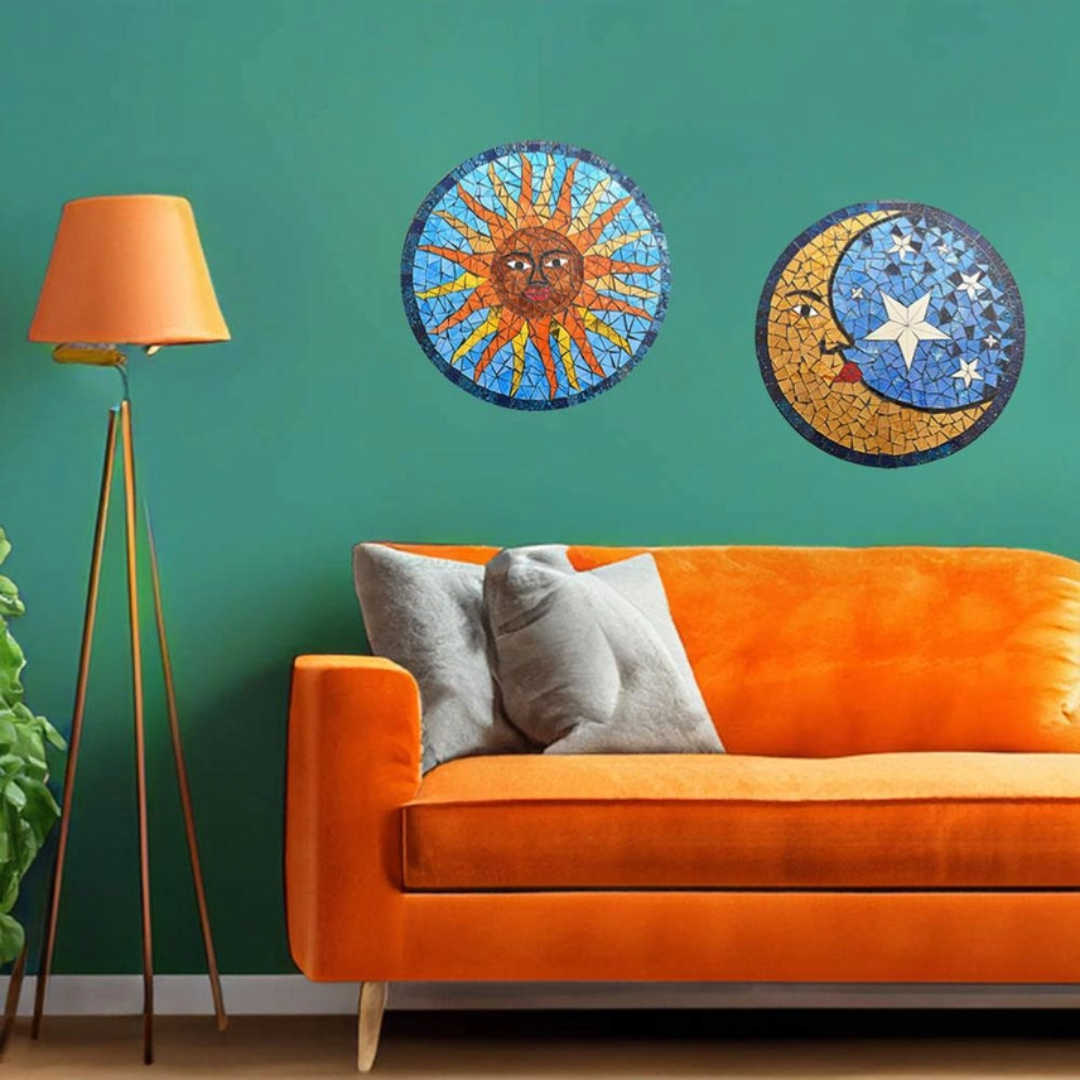 Glass Moon Mosaic Wall Hanging