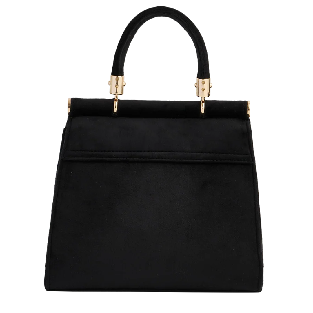 Deer &amp; Moon Embroidered Black Velvet Tote Bag