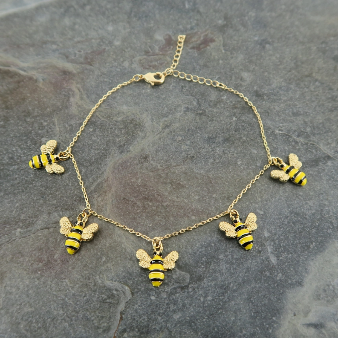 Gold Plated Bee Charm Bracelet