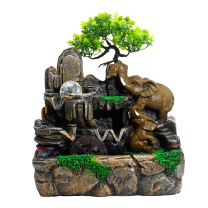 Elephant, Crystal Ball &amp; Watermill Water Feature