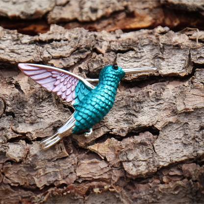 Enamel Hummingbird Brooch