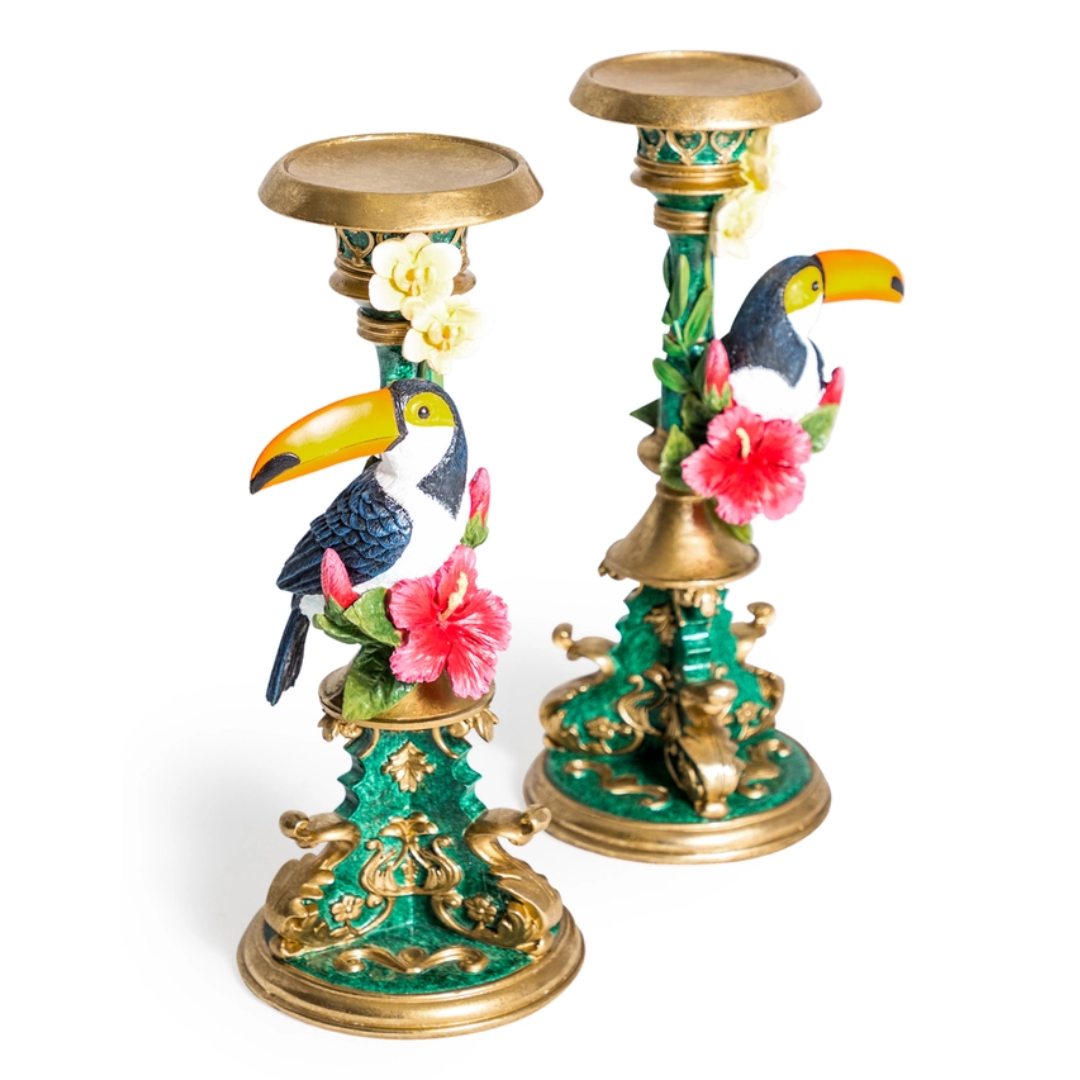 Pair of Ornate Toucan Candle Holders