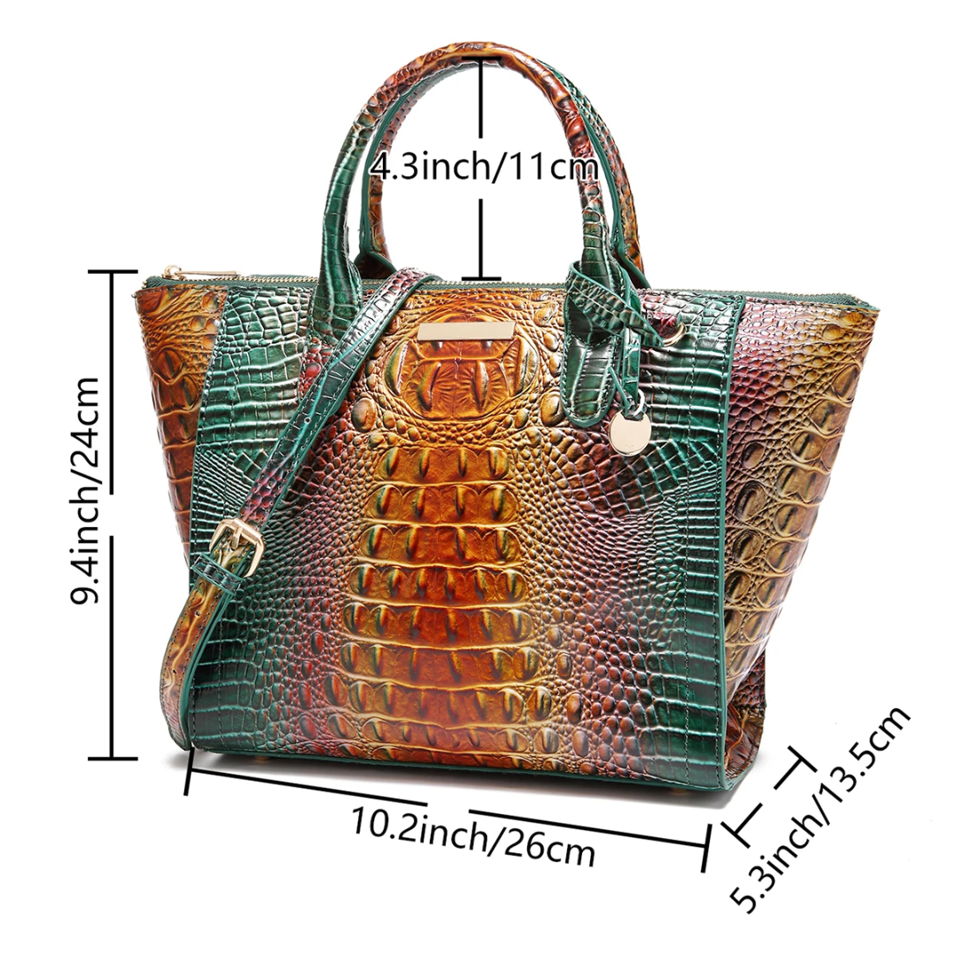 Ombre Crocodile Embossed Handbag - Floral Fawna