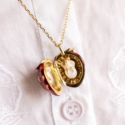 Strawberry &amp; Mouse Locket Necklace