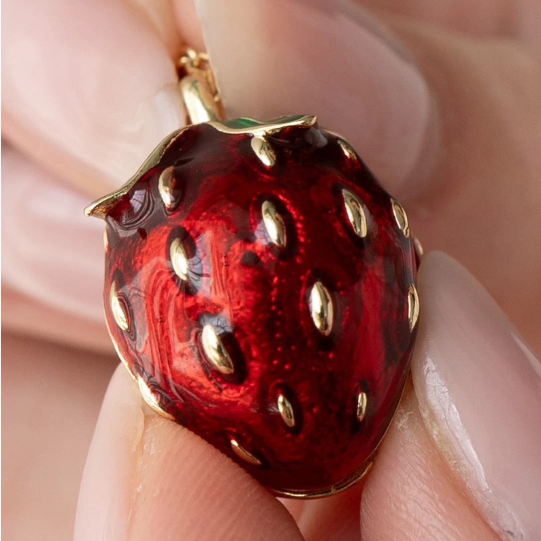 Strawberry &amp; Mouse Locket Necklace