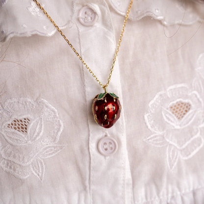 Strawberry &amp; Mouse Locket Necklace