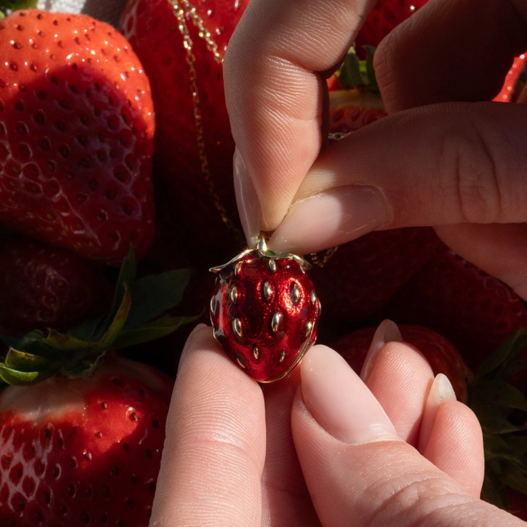 Strawberry &amp; Mouse Locket Necklace