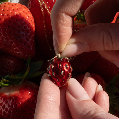 Strawberry &amp; Mouse Locket Necklace
