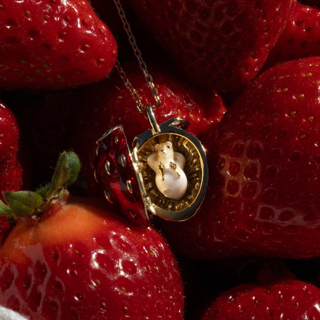 Strawberry &amp; Mouse Locket Necklace
