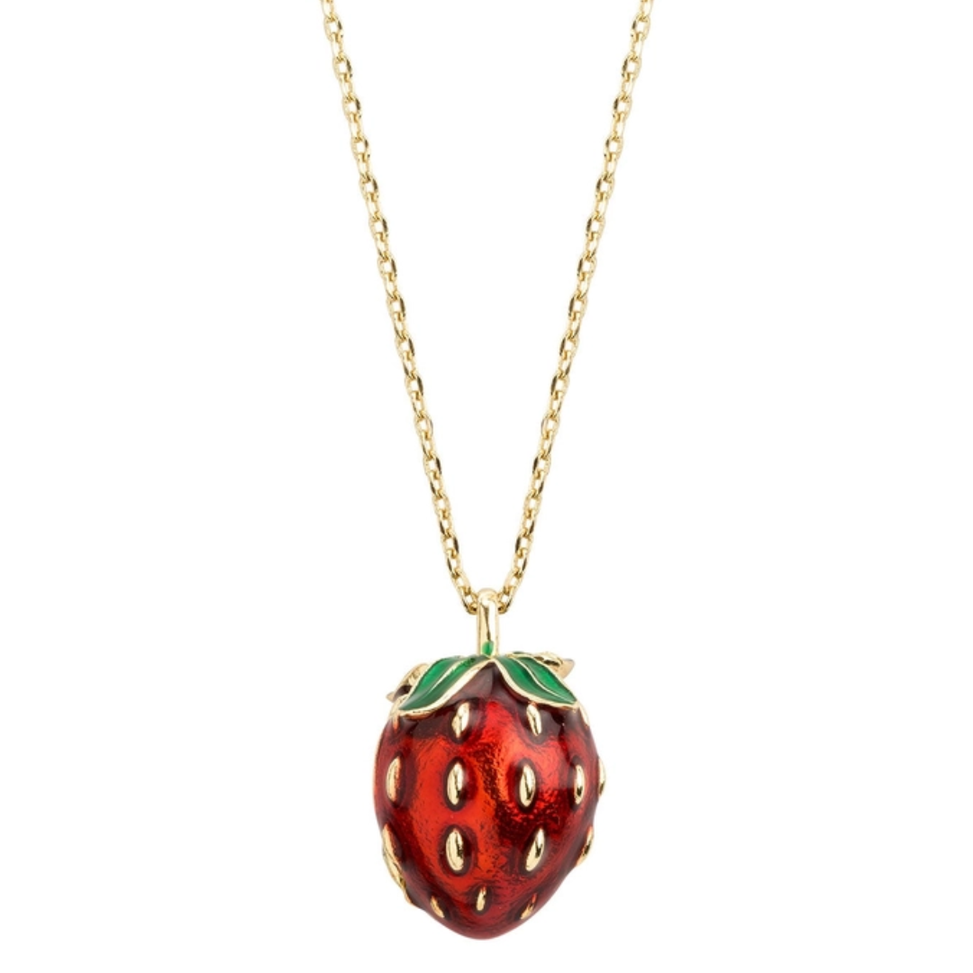 Strawberry &amp; Mouse Locket Necklace