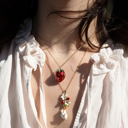 Strawberry &amp; Mouse Locket Necklace
