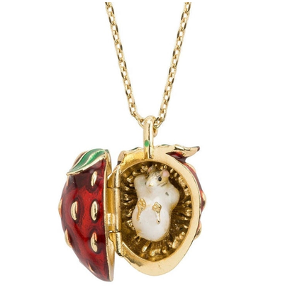 Strawberry &amp; Mouse Locket Necklace