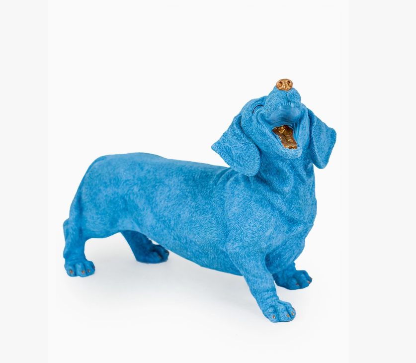 Blue Laughing Dachshund Ornament
