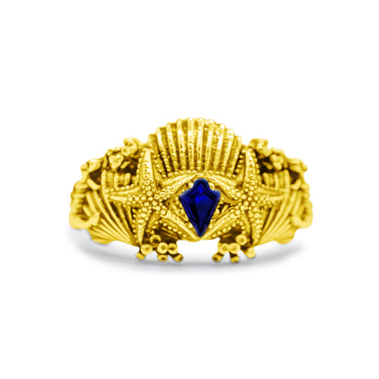 Starfish Blue Stone Gold Ring