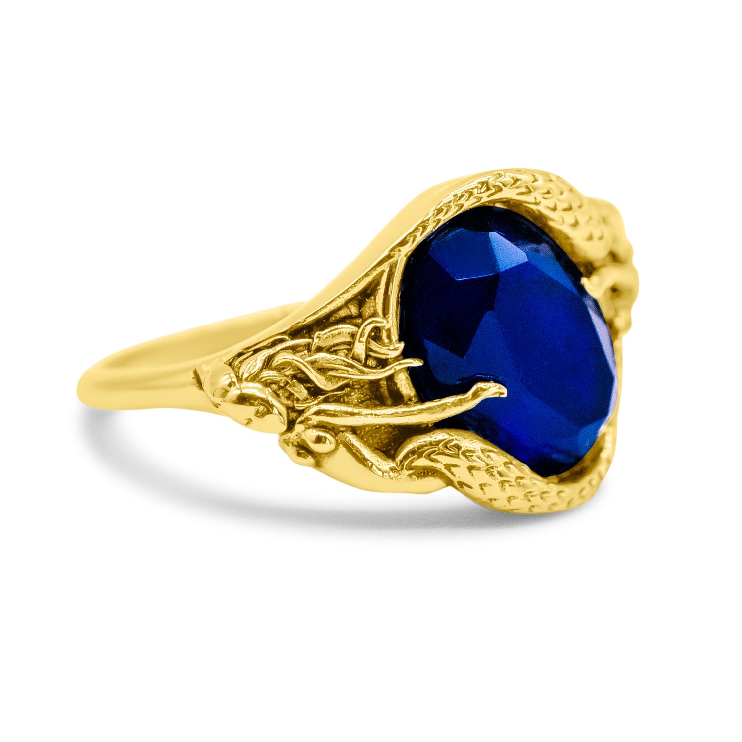The Siren’s Secret Blue Stone Gold Ring
