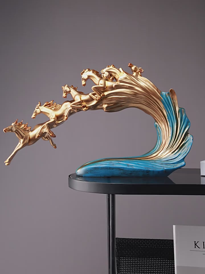 Nordic Galloping Horse Wave Sculpture