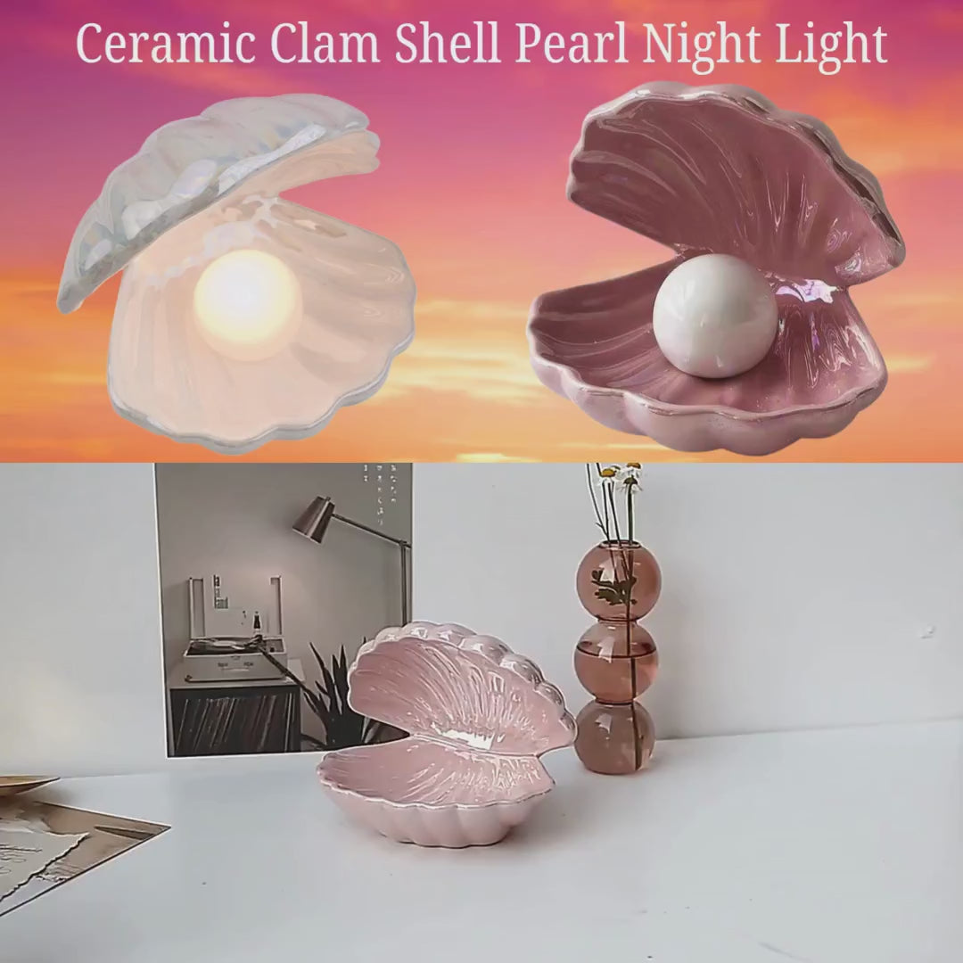 Ceramic Clam Shell Pearl Night Light