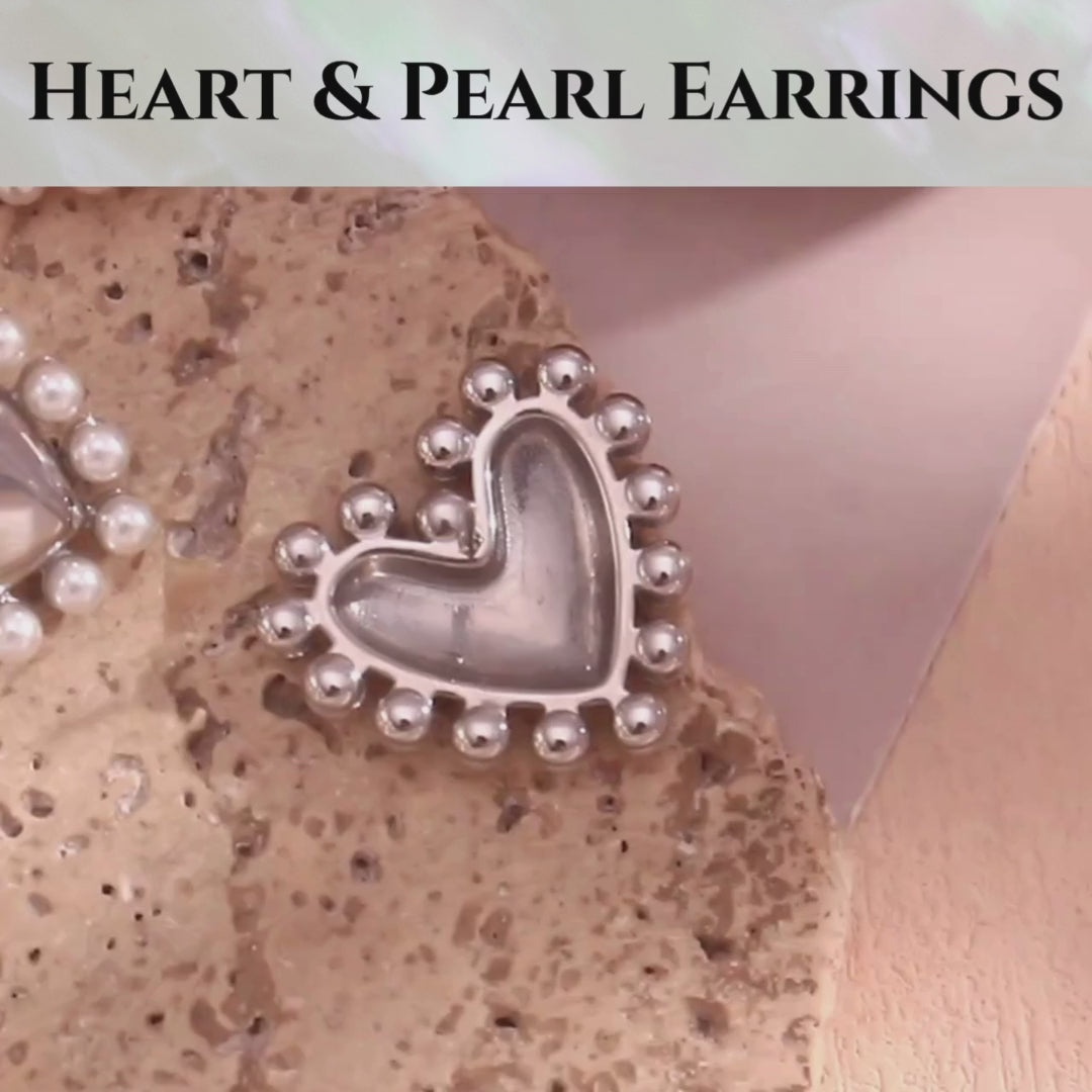 Heart &amp; Pearl Earrings