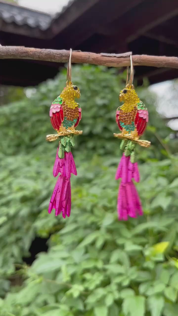 Parrot Rhinestone Earrings