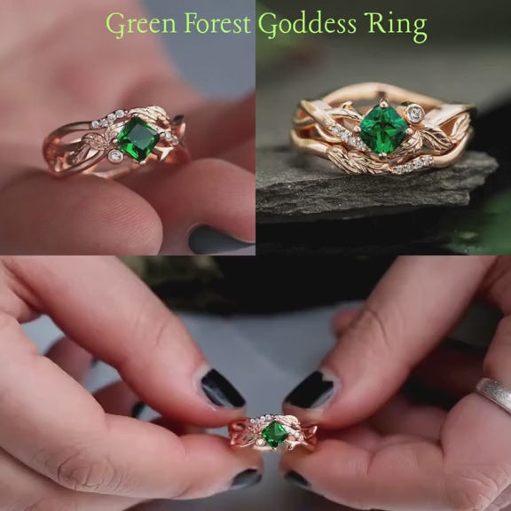 Green Forest Goddess Ring