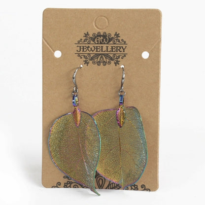 Electroplated Real Leaf Earrings - Floral Fawna