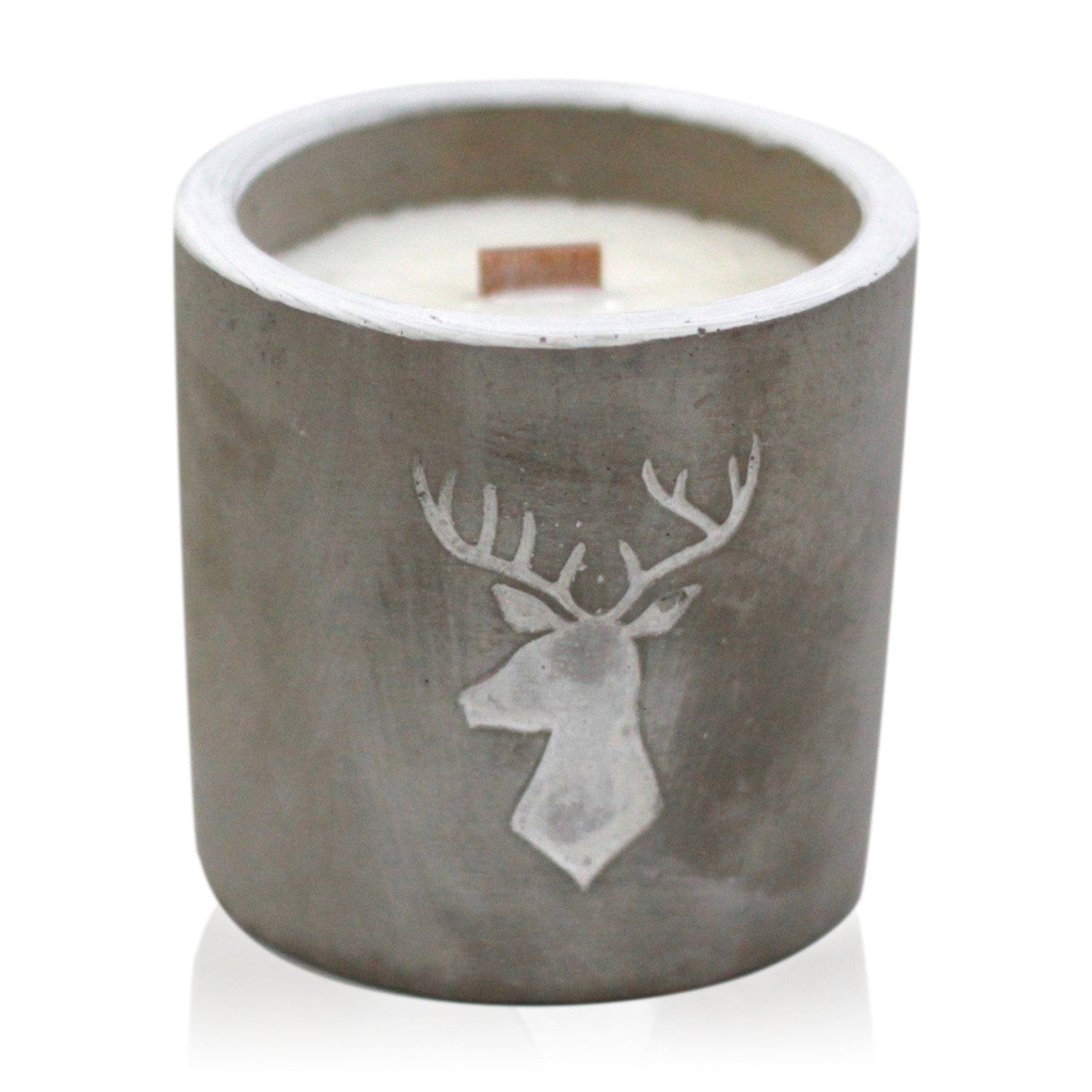 Stag Concrete Wooden Wick Candle - Floral Fawna