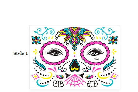 Day of The Dead Glow In The Dark Face Stickers - Floral Fawna