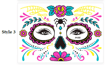 Day of The Dead Glow In The Dark Face Stickers - Floral Fawna