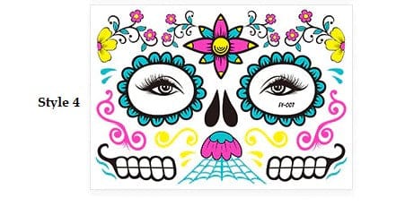 Day of The Dead Glow In The Dark Face Stickers - Floral Fawna