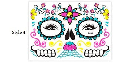 Day of The Dead Glow In The Dark Face Stickers - Floral Fawna