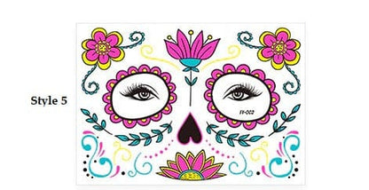 Day of The Dead Glow In The Dark Face Stickers - Floral Fawna