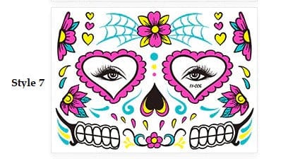 Day of The Dead Glow In The Dark Face Stickers - Floral Fawna