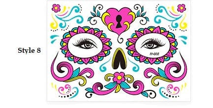 Day of The Dead Glow In The Dark Face Stickers - Floral Fawna