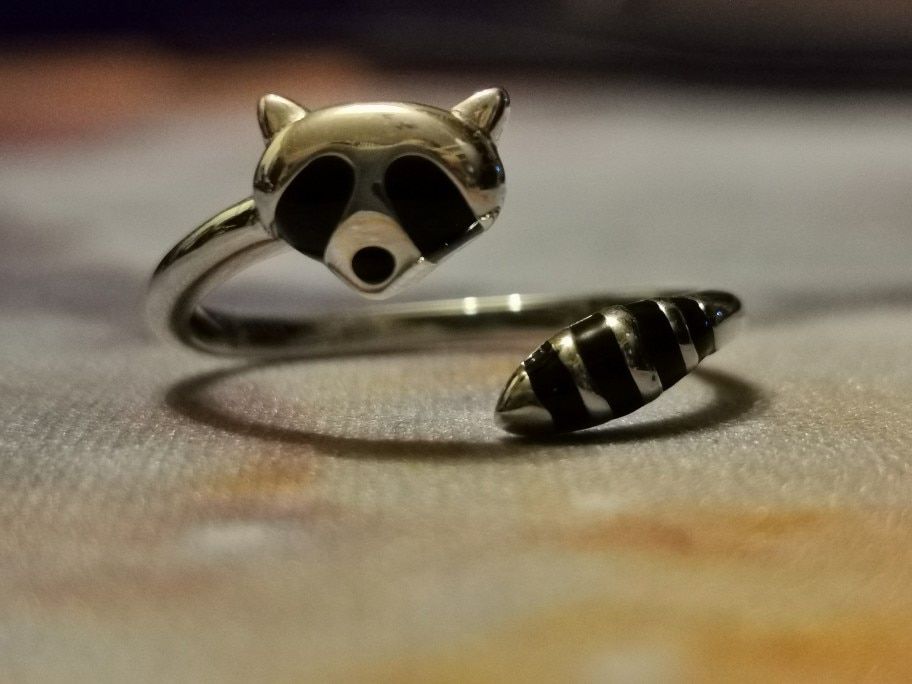 Adorable Raccoon Wrap Ring - Floral Fawna