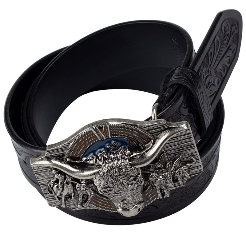 Western Bull Buckle Belt - Floral Fawna