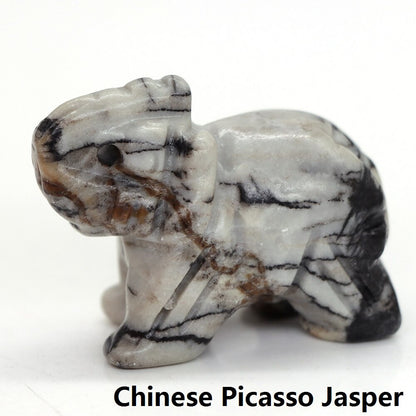 Carved Elephant Crystal - Floral Fawna