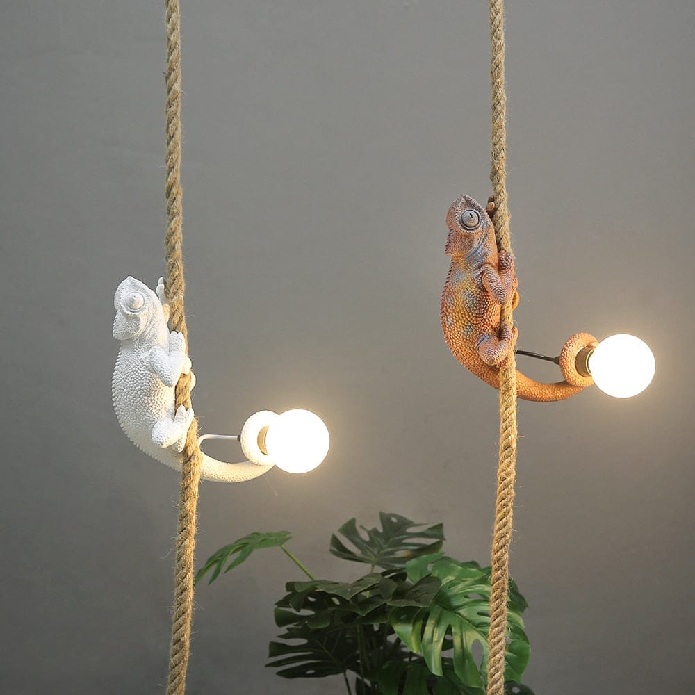 Chameleon On A Rope Ceiling Light - Floral Fawna