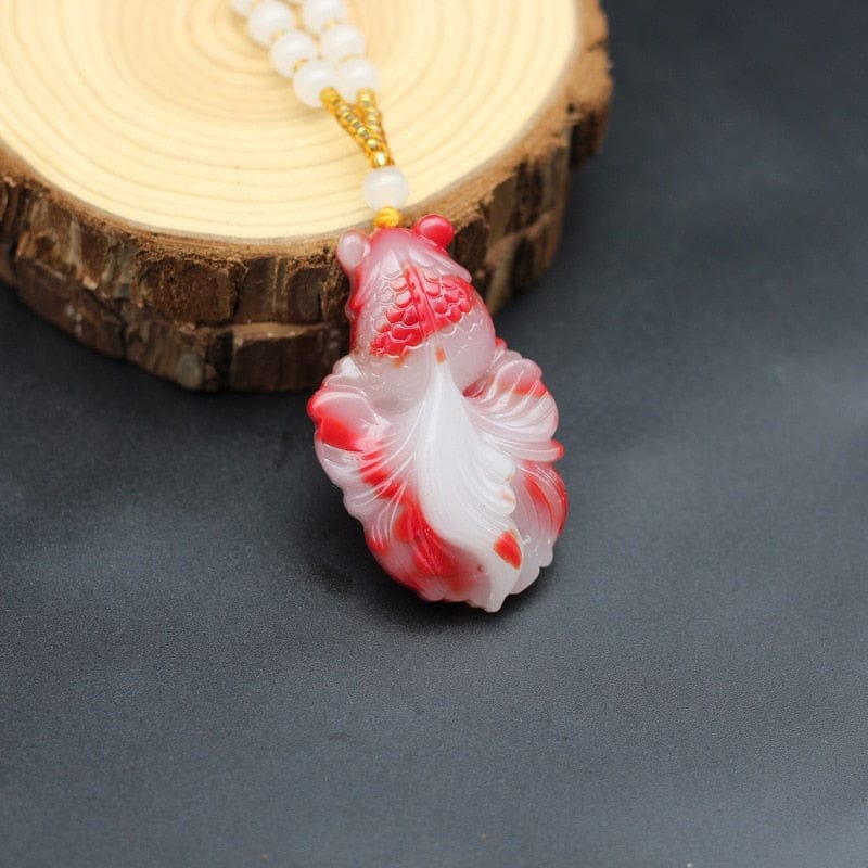 Jade Carved Fish Necklace - Floral Fawna