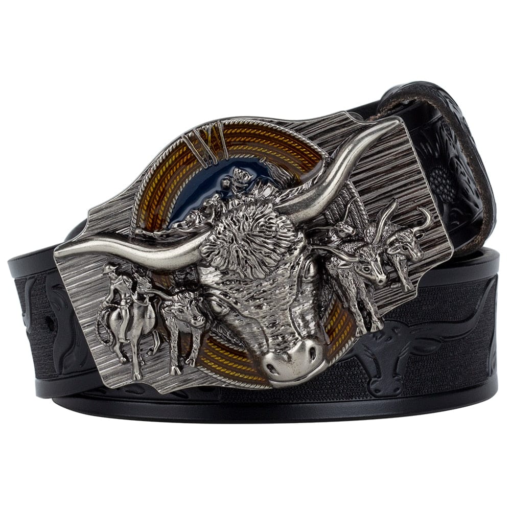 Western Bull Buckle Belt - Floral Fawna