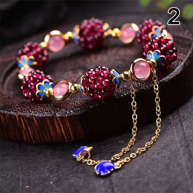 Garnet Stone Pomegranate Bracelet - Floral Fawna