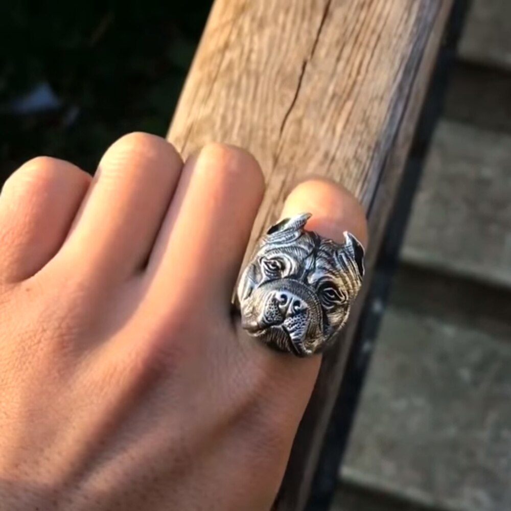 Statement Pit Bull Terrier Ring - Floral Fawna